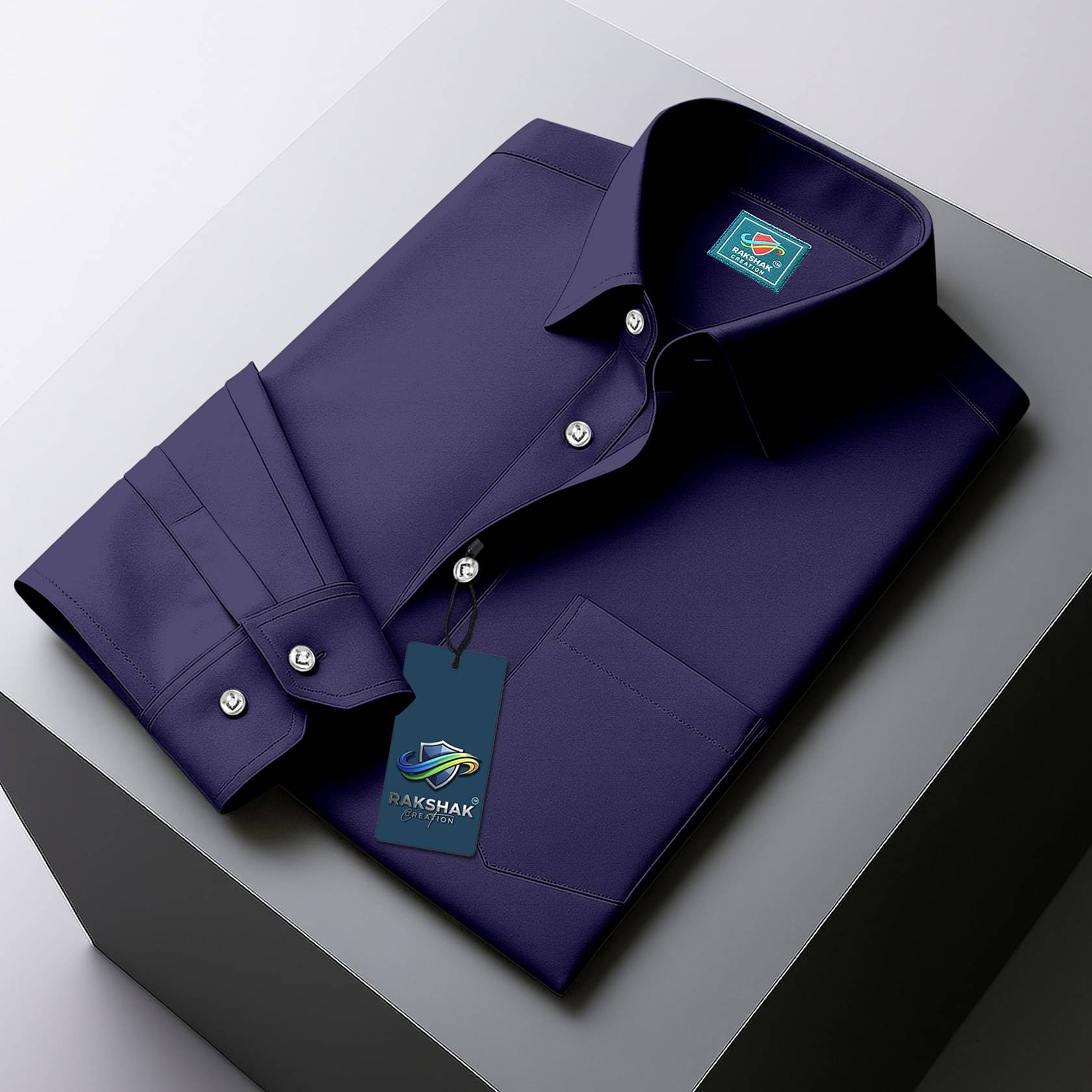     			RAKSHAK CREATION Cotton Blend Regular Fit Solids Full Sleeves Men's Casual Shirt - Blue ( Pack of 1 )