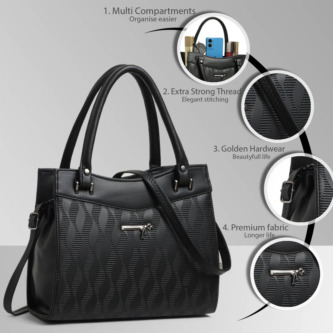     			Reprox Hobo Bag PU Set of 1 ( Black )