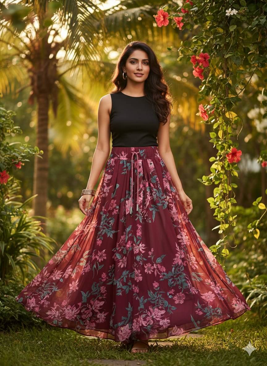     			Sands Apparel Multicolor Chiffon Women's A-Line Skirt ( Pack of 1 )