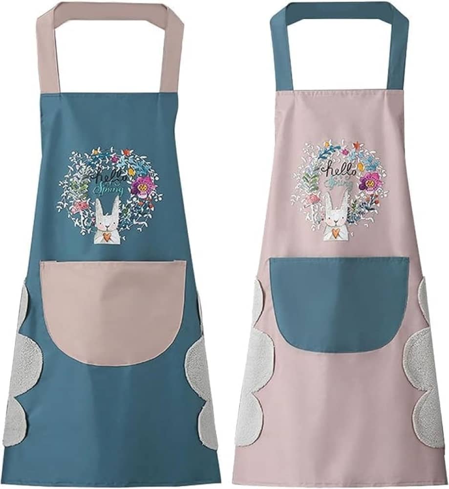 Suraj Enterprises PVC Printed Kitchen Apron with 1 Center Pocket ( Pack of 2 )