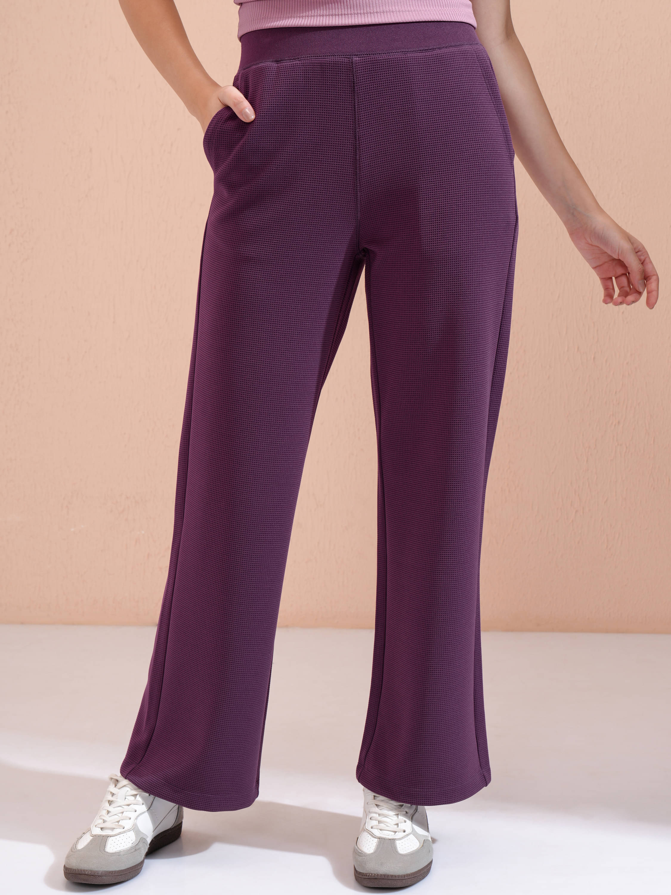     			Tokyo Talkies Women Polyester Casual Trousers ( Purple )