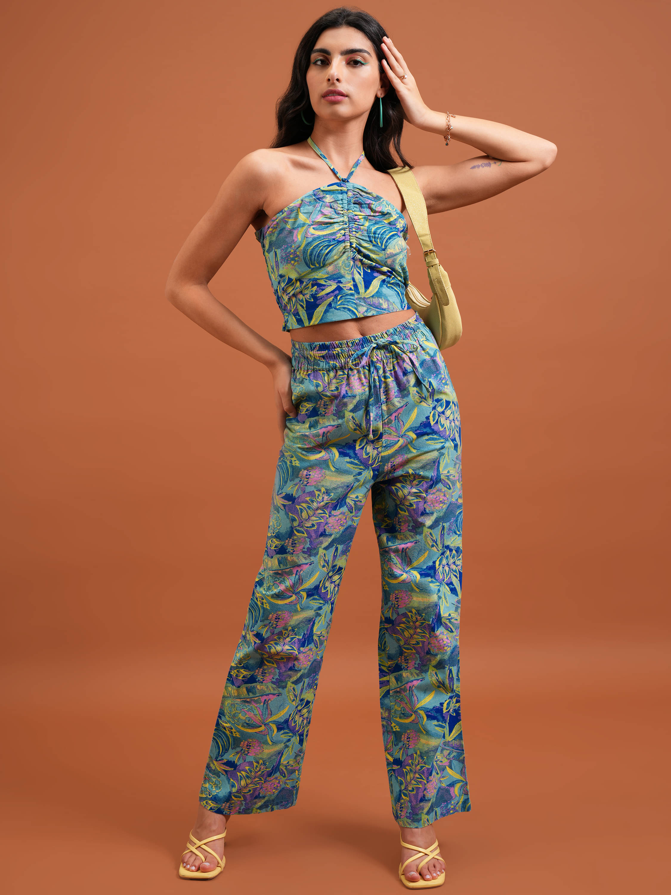     			Tokyo Talkies Women Top With Trousers Co-Ord Set ( Blue )
