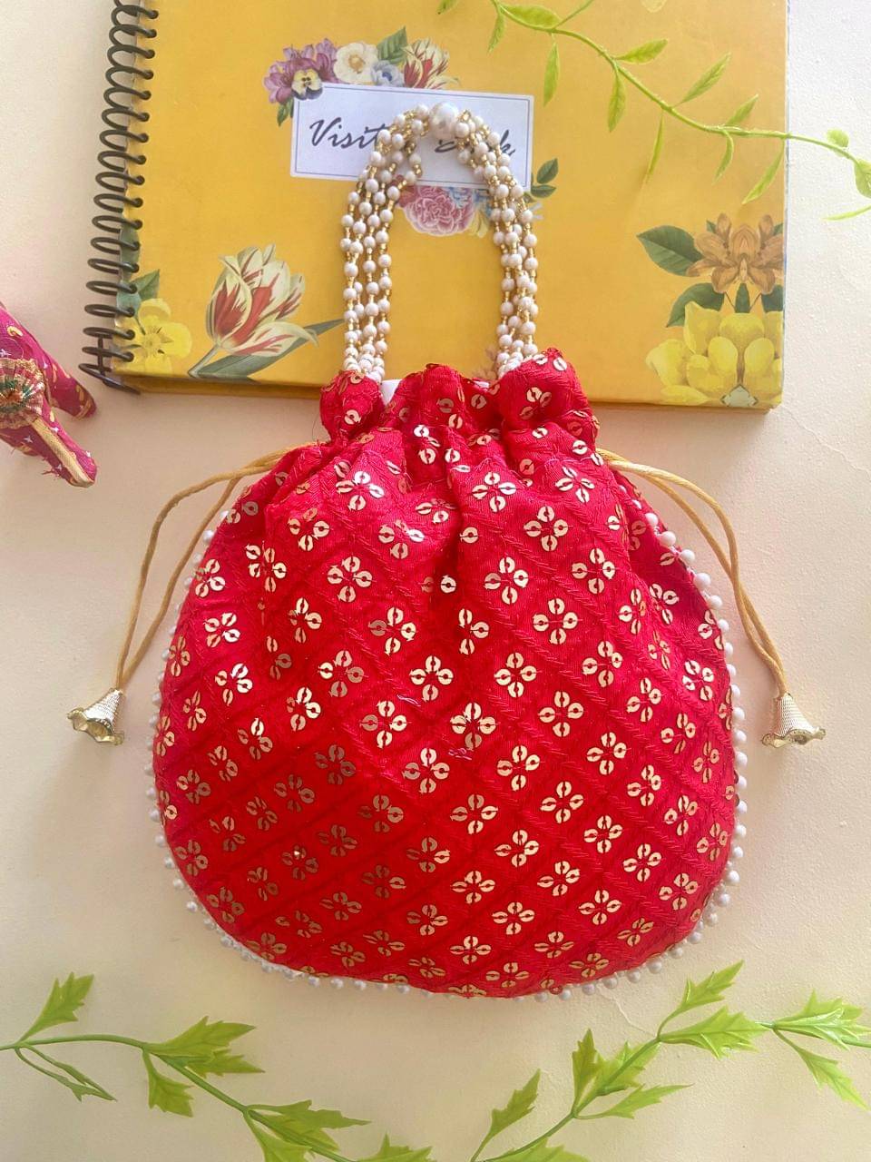     			Twinkle star potali Handheld Bag Fabric Set of 1 ( Pink,Red,Yellow )