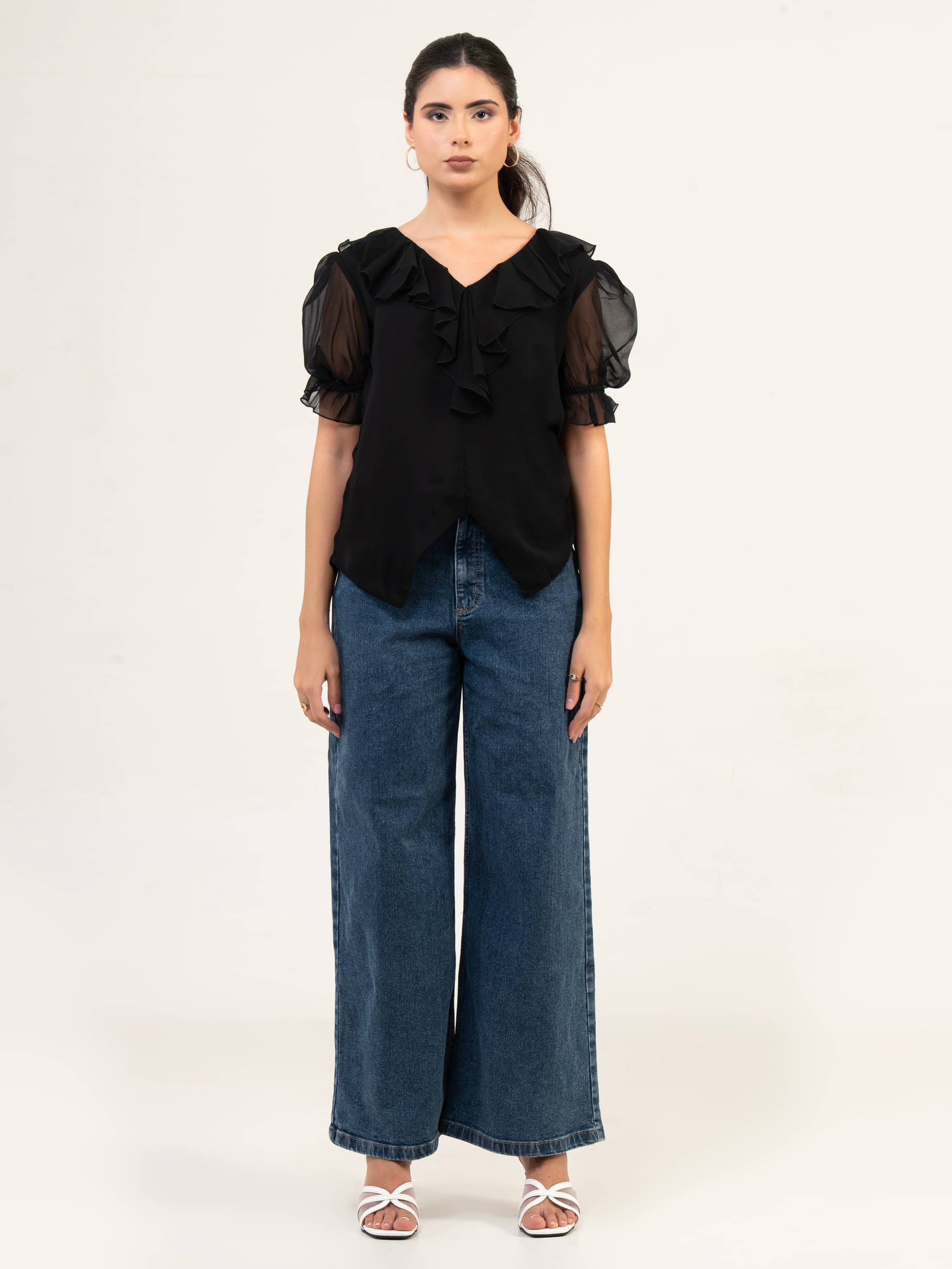     			Urban Sundari Women's Georgette Regular Top ( Black )