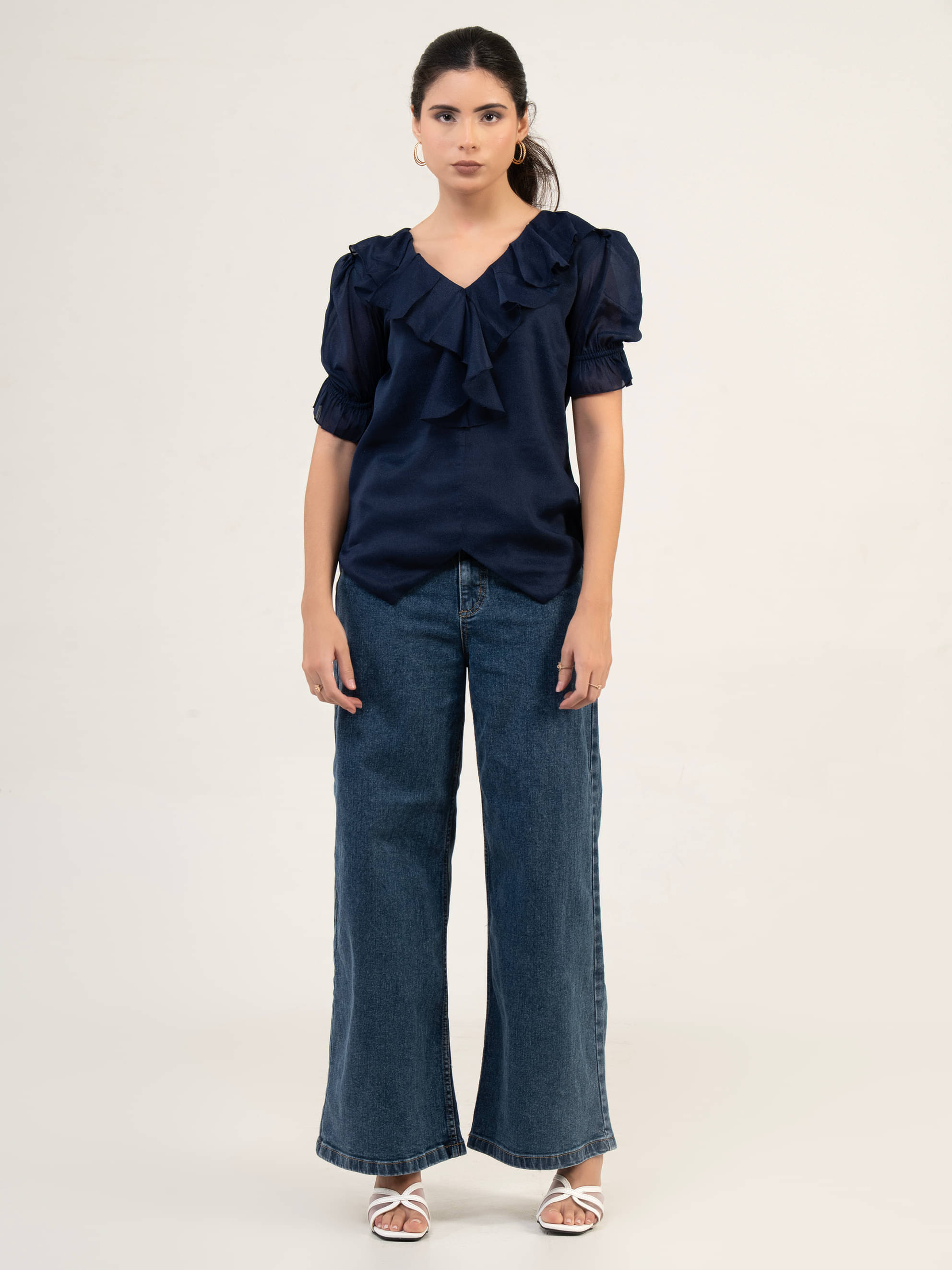     			Urban Sundari Women's Georgette Regular Top ( Navy Blue )