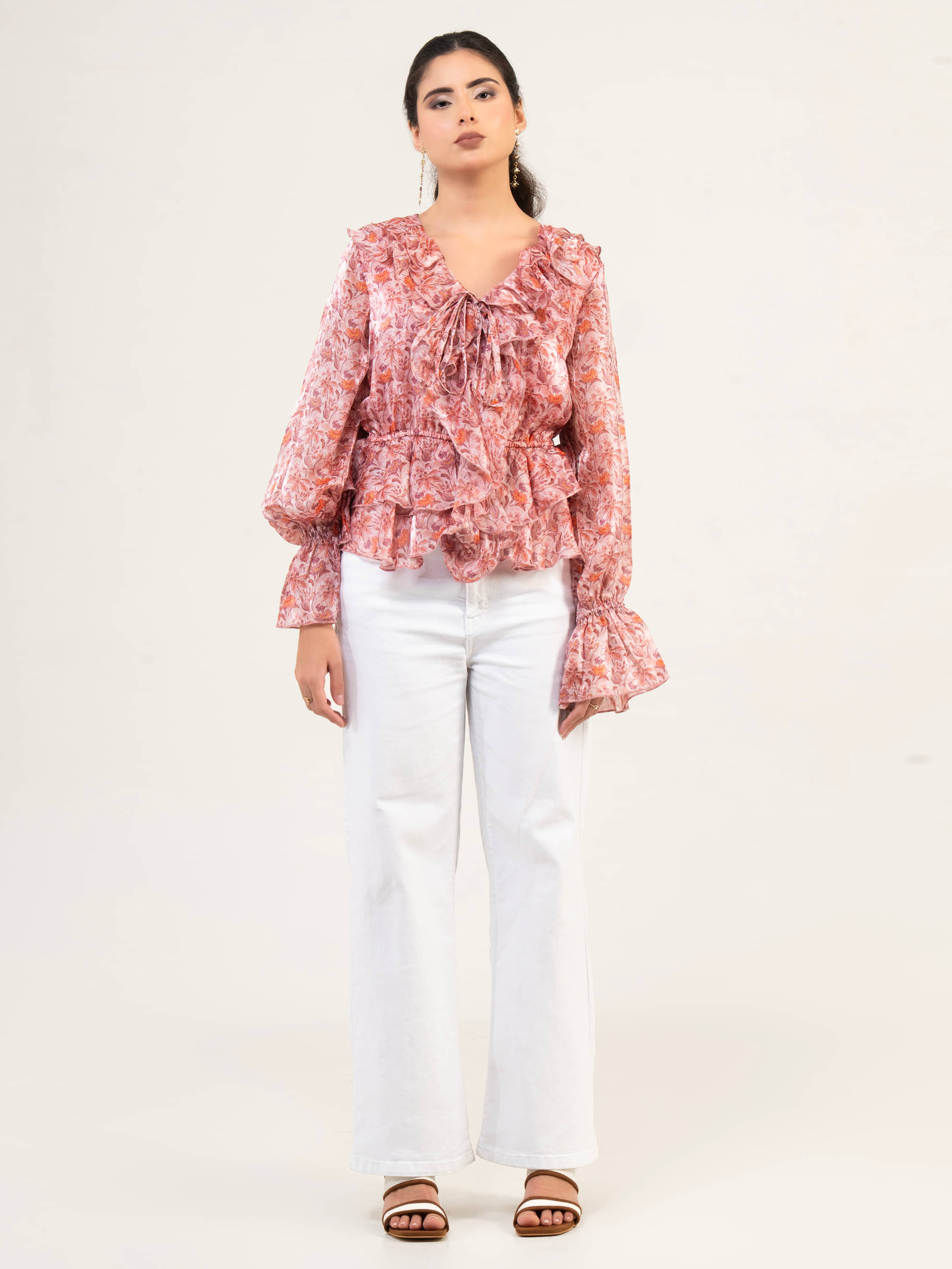     			Urban Sundari Women's Georgette Peplum Top ( Rust )