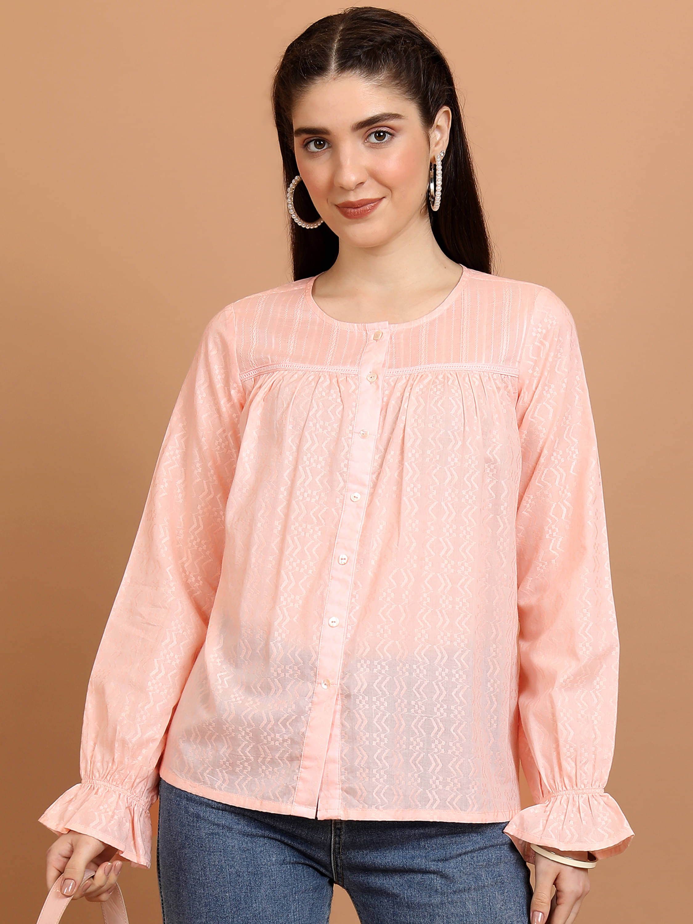     			Vishudh Women's Cotton Regular Top ( Pink )