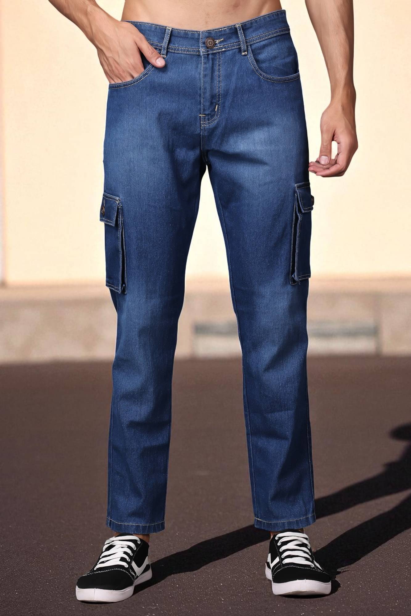 ZAYSH Regular Fit Cargo Men's Jeans - Blue ( Pack of 1 ) ZAYSH Regular Fit Cargo Men's Jeans - Blue ( Pack of 1 )