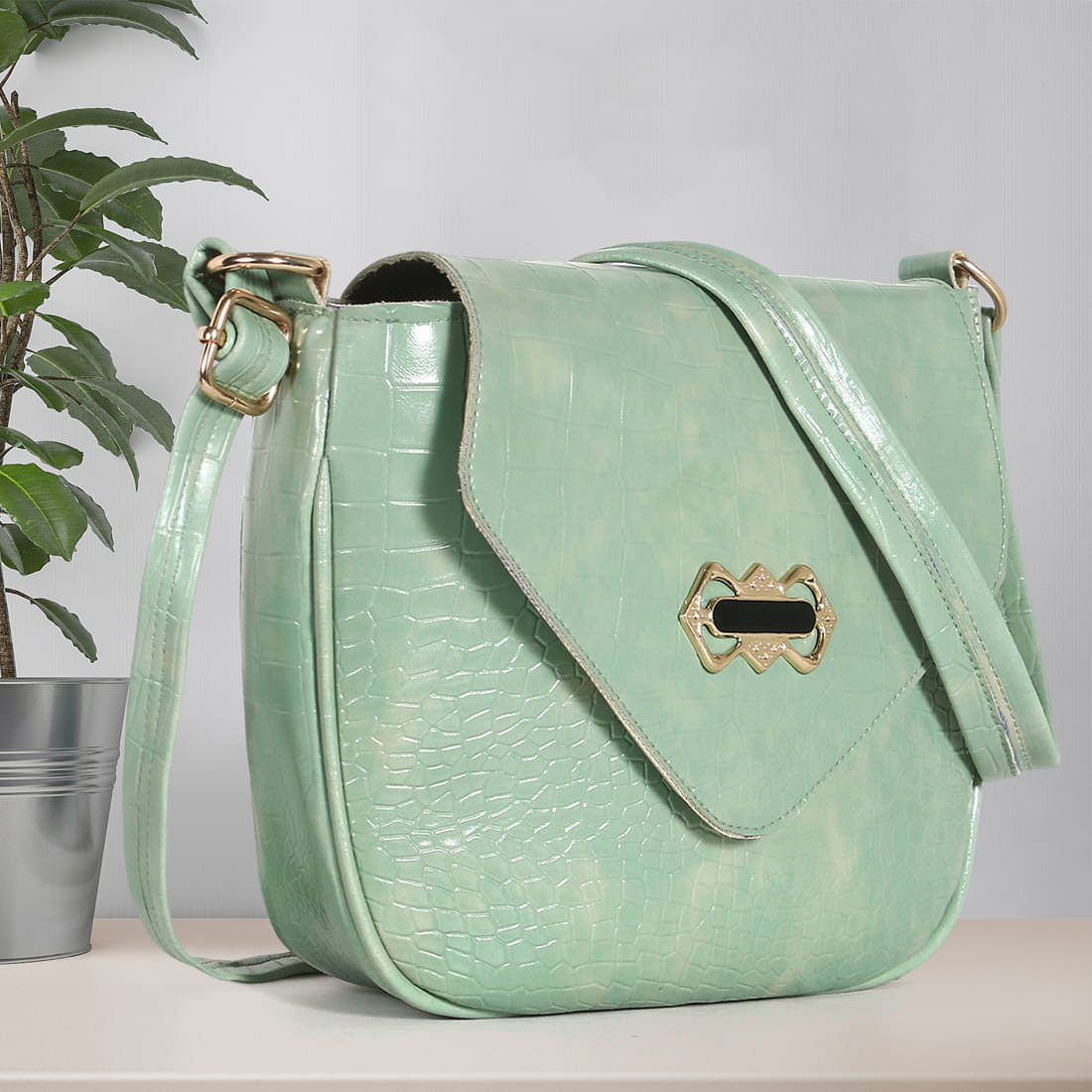     			Zaxcer Sling Bag PU Set of 1 ( Green )