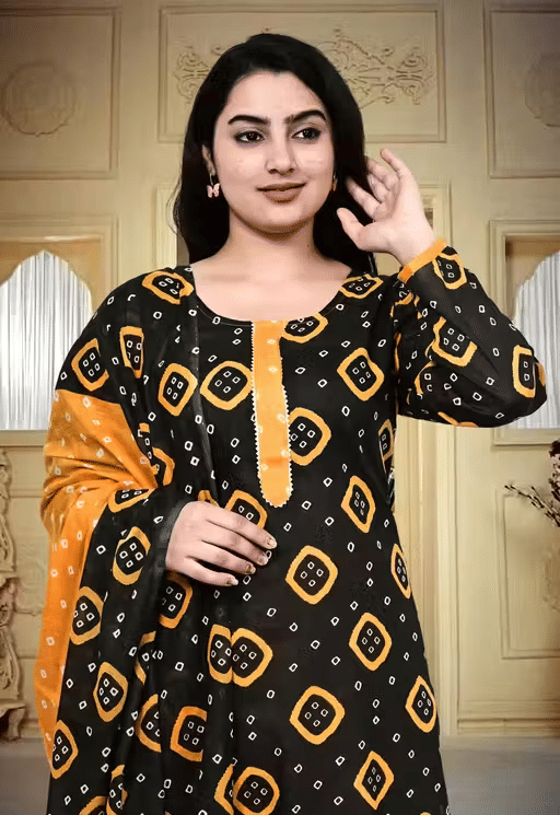one amore Women Cotton Blend Printed A-line Kurti With Pants ( Orange ) one amore Women Cotton Blend Printed A-line Kurti With Pants ( Orange )