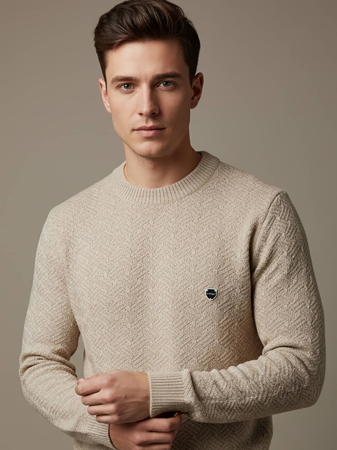 AIN6 Acrylic Round Neck Men's Full Sleeves Pullover Sweater - Beige ( Pack of 1 ) AIN6 Acrylic Round Neck Men's Full Sleeves Pullover Sweater - Beige ( Pack of 1 )