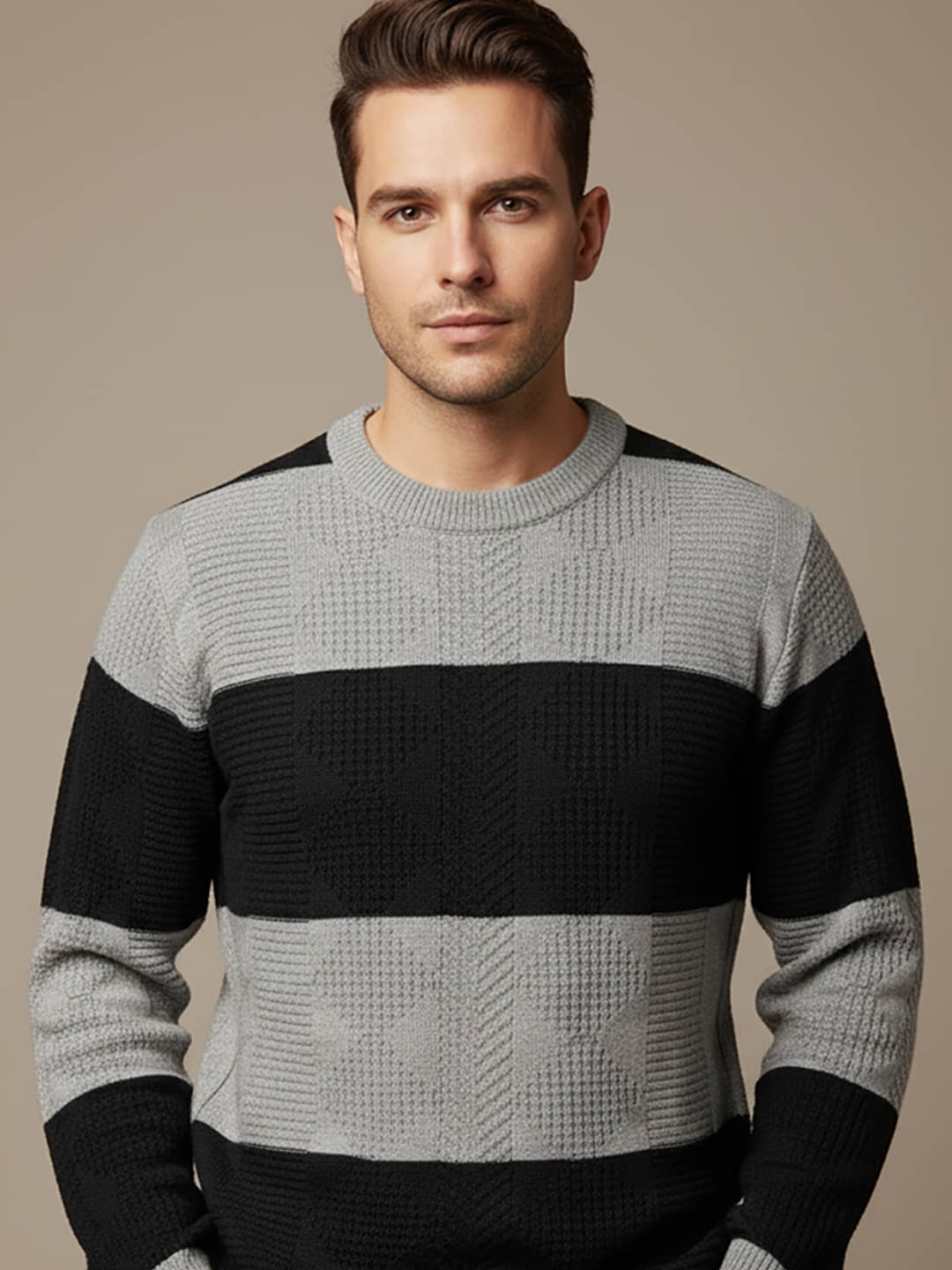 AIN6 Acrylic Round Neck Men's Full Sleeves Pullover Sweater - Grey ( Pack of 1 ) AIN6 Acrylic Round Neck Men's Full Sleeves Pullover Sweater - Grey ( Pack of 1 )