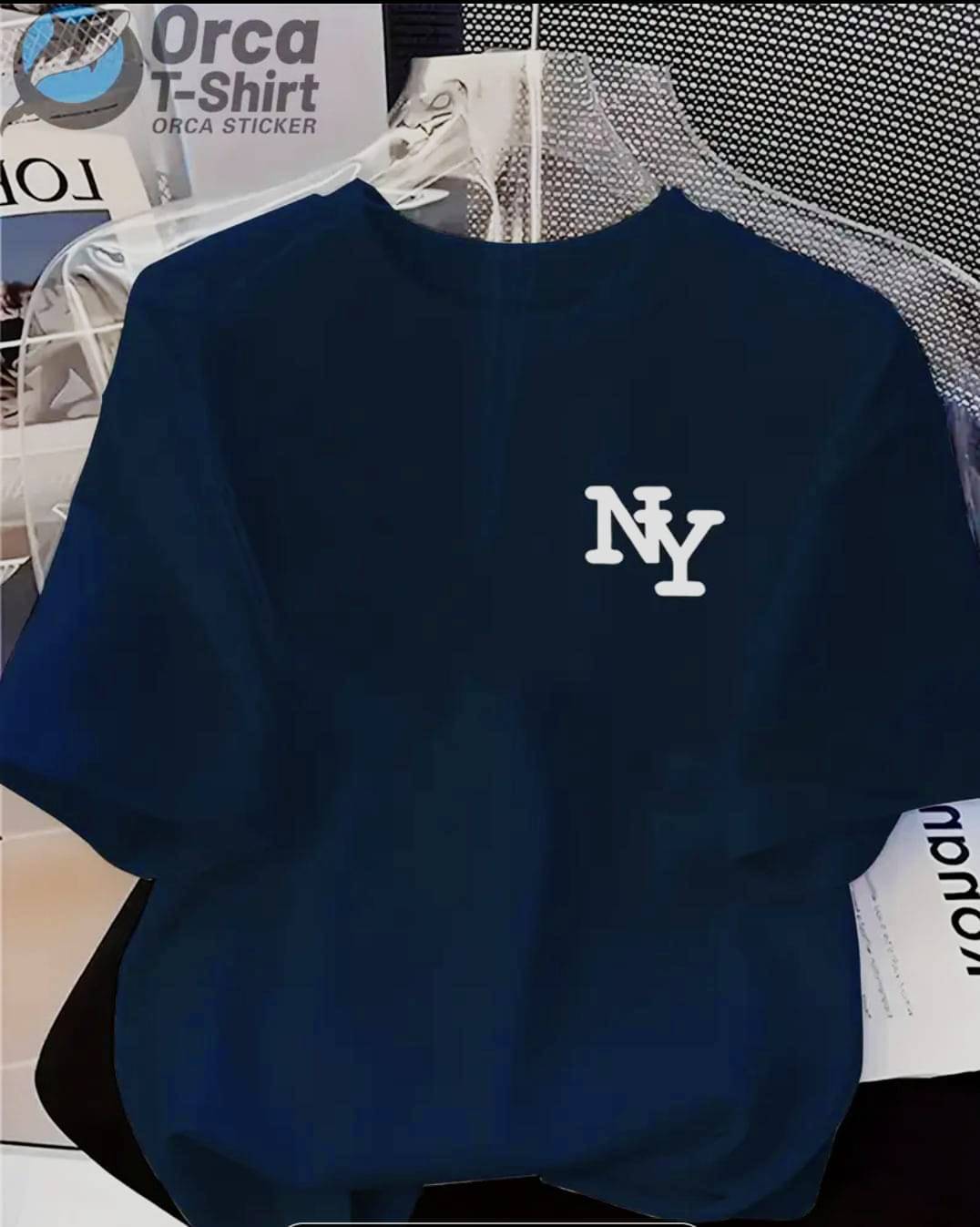 AKIR ADVISORY INDIA LLP Women Cotton Blend Printed Oversized Fit Round Neck T-Shirt ( Navy Blue ) AKIR ADVISORY INDIA LLP Women Cotton Blend Printed Oversized Fit Round Neck T-Shirt ( Navy Blue )