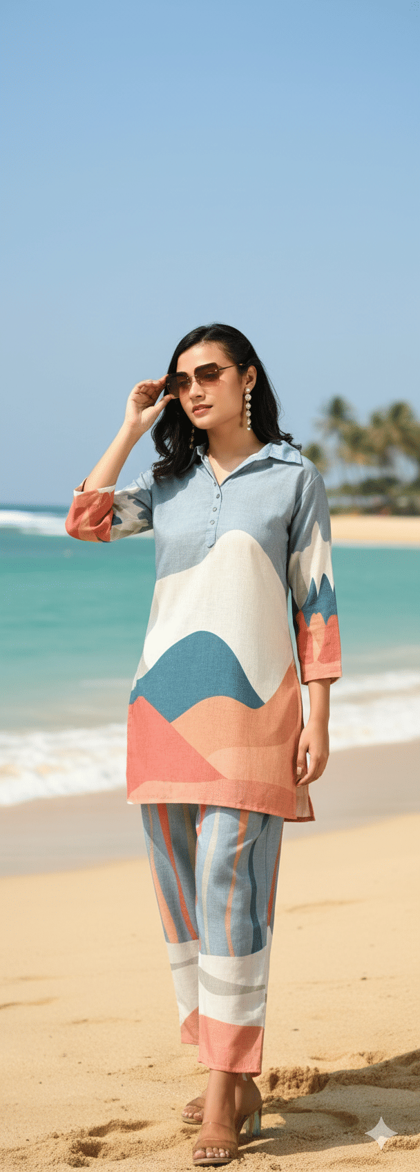 Blue Star Women Colorblock Tunic With Palazzos Co-Ord Set ( Multi Color ) Blue Star Women Colorblock Tunic With Palazzos Co-Ord Set ( Multi Color )