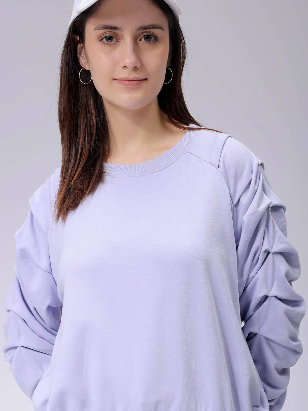 COCOSOUL Women Cotton Blend Round Neck Sweatshirt For Heavy Winters ( Lavender ) COCOSOUL Women Cotton Blend Round Neck Sweatshirt For Heavy Winters ( Lavender )