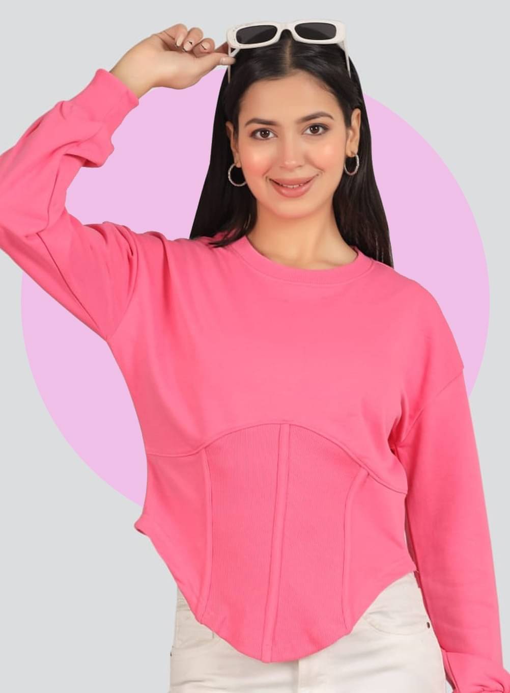 COCOSOUL Women Cotton Blend Round Neck Sweatshirt For Heavy Winters ( Pink ) COCOSOUL Women Cotton Blend Round Neck Sweatshirt For Heavy Winters ( Pink )