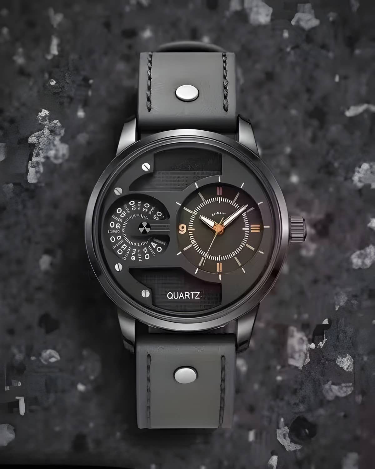 Cosmic Black Leather Analog Men's Watch