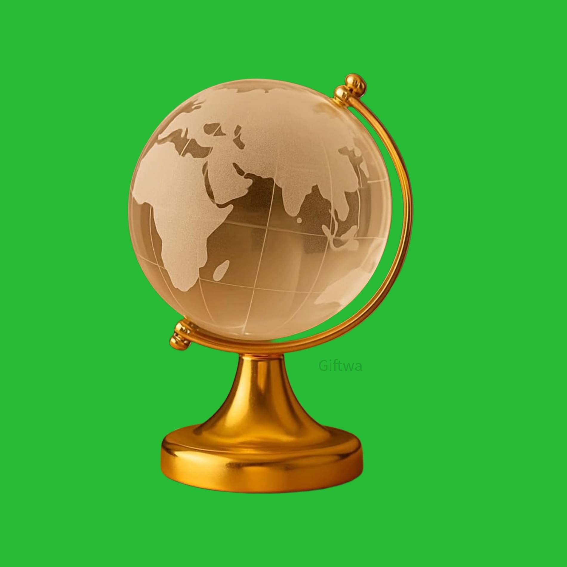     			Crystal Globe with Golden Stand |  Vastu Glass Globe for Home & Office Decor | Decorative Crystal World Globe Showpiece Gift for Students & Professionals(9cm)