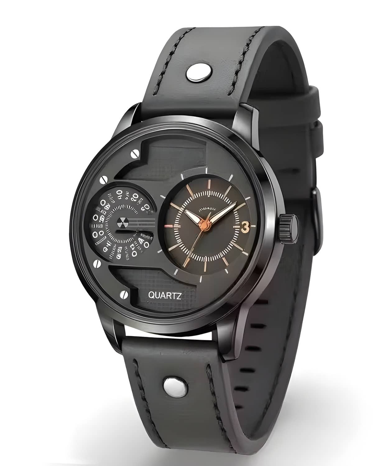 DECLASSE Black Leather Analog Men's Watch