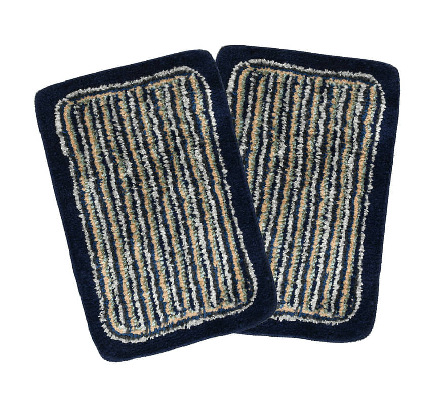     			FINE TEX WORLD Navy Polypropylene Floor Mat ( Pack of 2 )