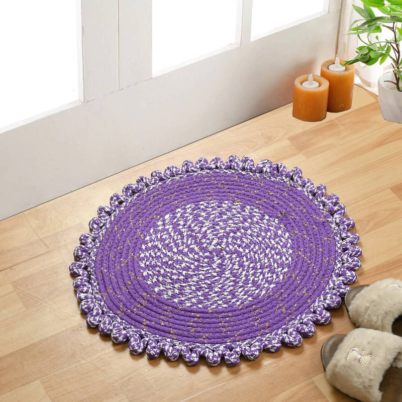     			FINE TEX WORLD Purple Polypropylene Round Floor Mat ( Pack of 2 )