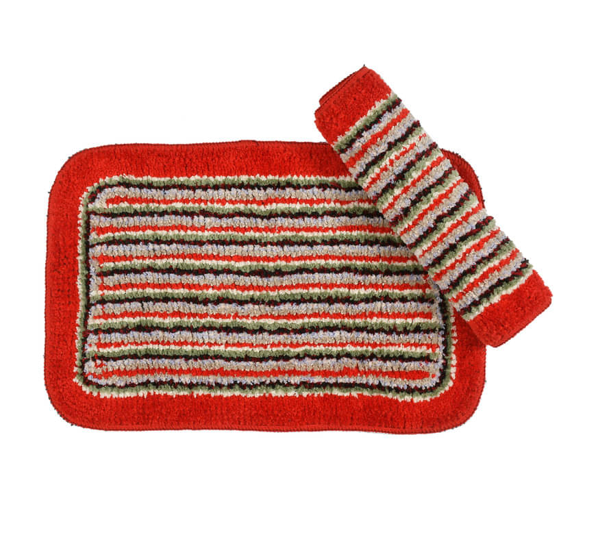     			FINE TEX WORLD Red Polypropylene Floor Mat ( Pack of 2 )
