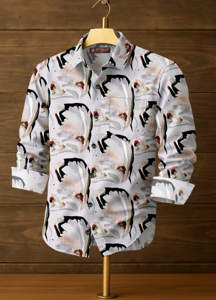     			FITTELLO FAB Cotton Blend Regular Fit Self Design Full Sleeves Men's Casual Shirt - Off-White ( Pack of 1 )