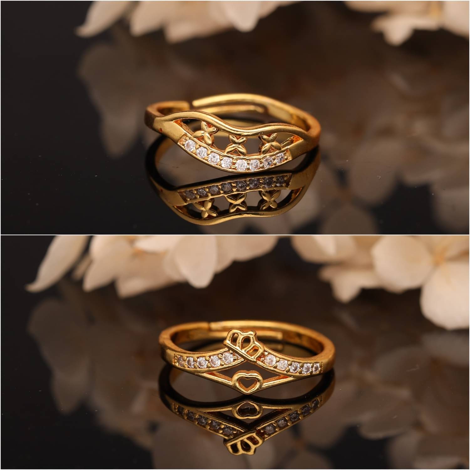     			Gigev Gold Rings Combo ( Pack of 2 )