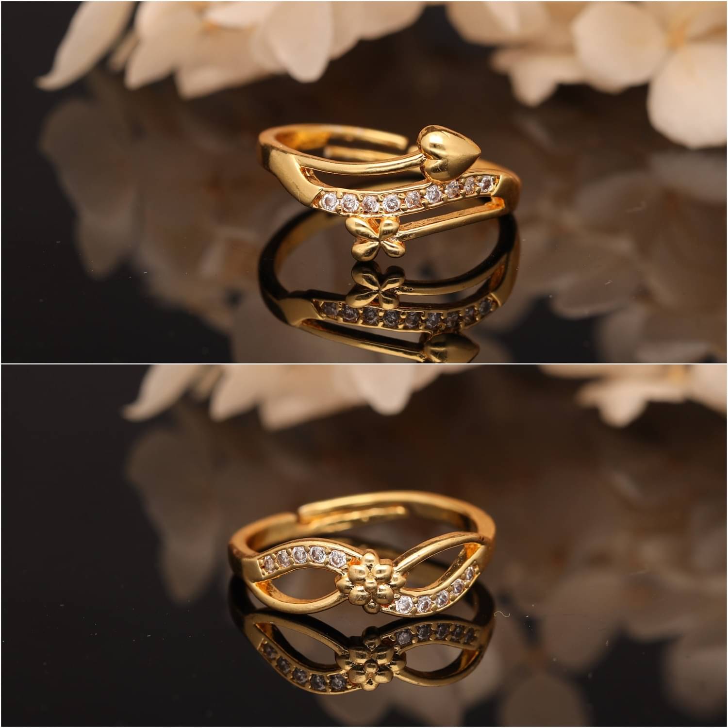     			Gigev Gold Rings Combo ( Pack of 2 )