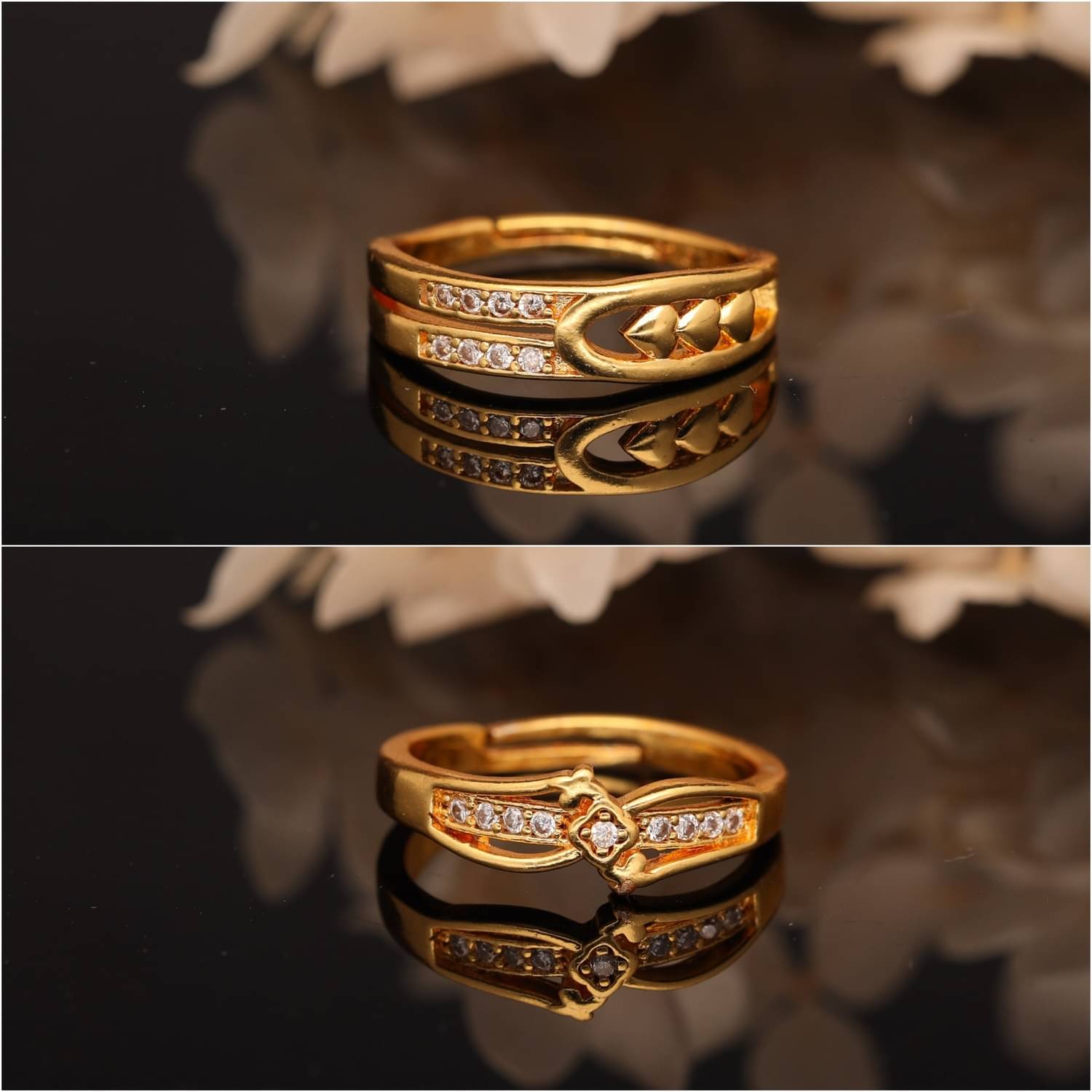     			Gigev Gold Rings Combo ( Pack of 2 )