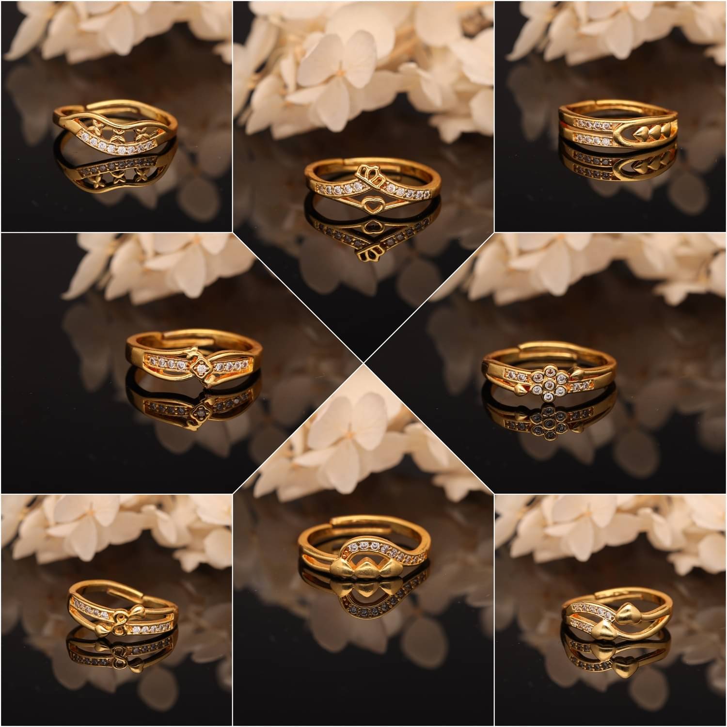 Gigev Gold Rings Combo ( Pack of 8 ) Gigev Gold Rings Combo ( Pack of 8 )