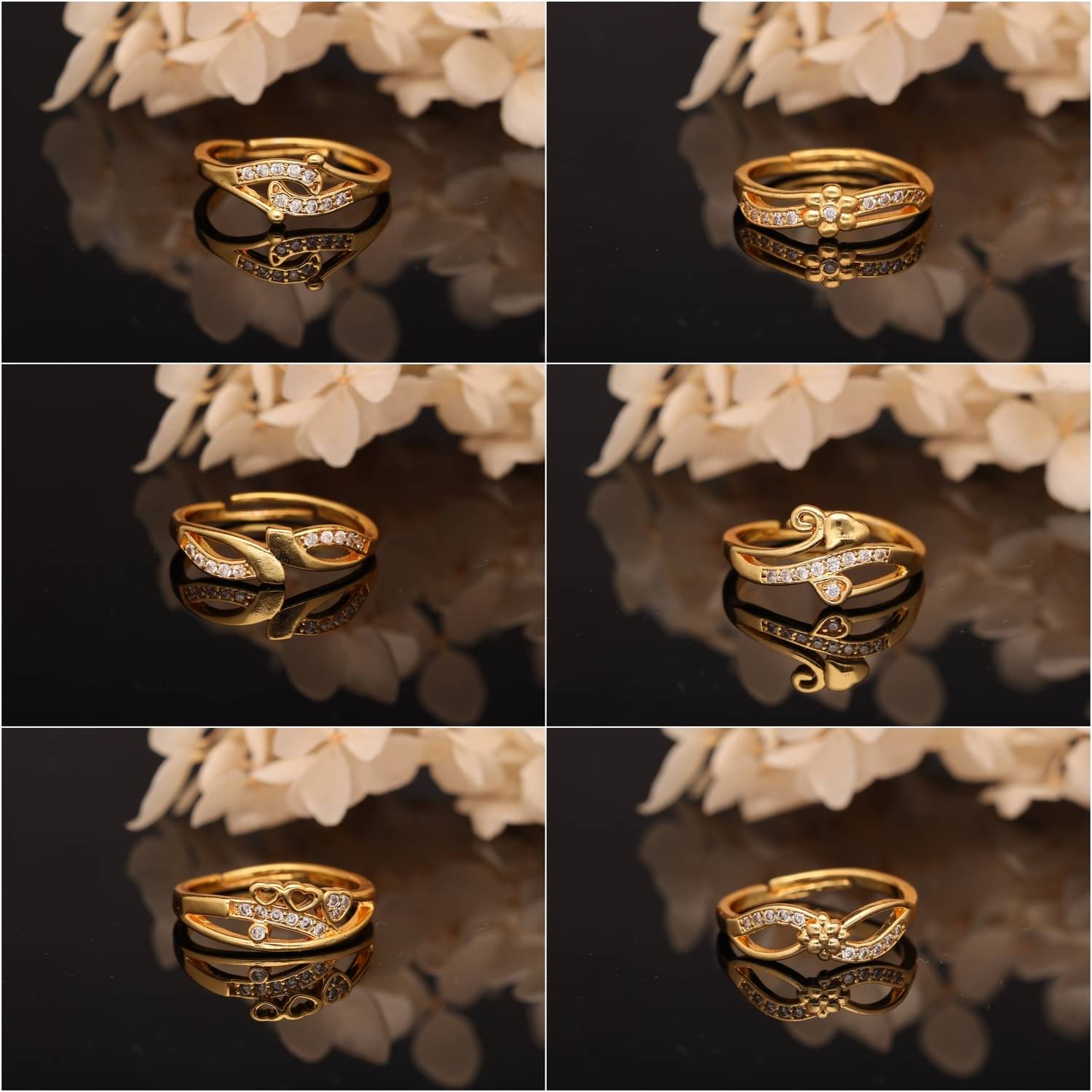     			Gigev Gold Rings Combo ( Pack of 6 )