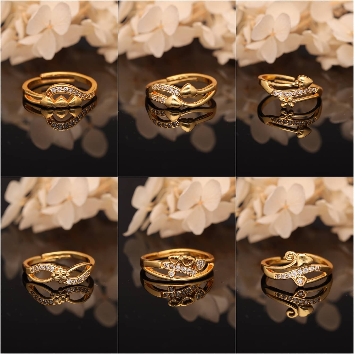     			Gigev Gold Rings Combo ( Pack of 6 )