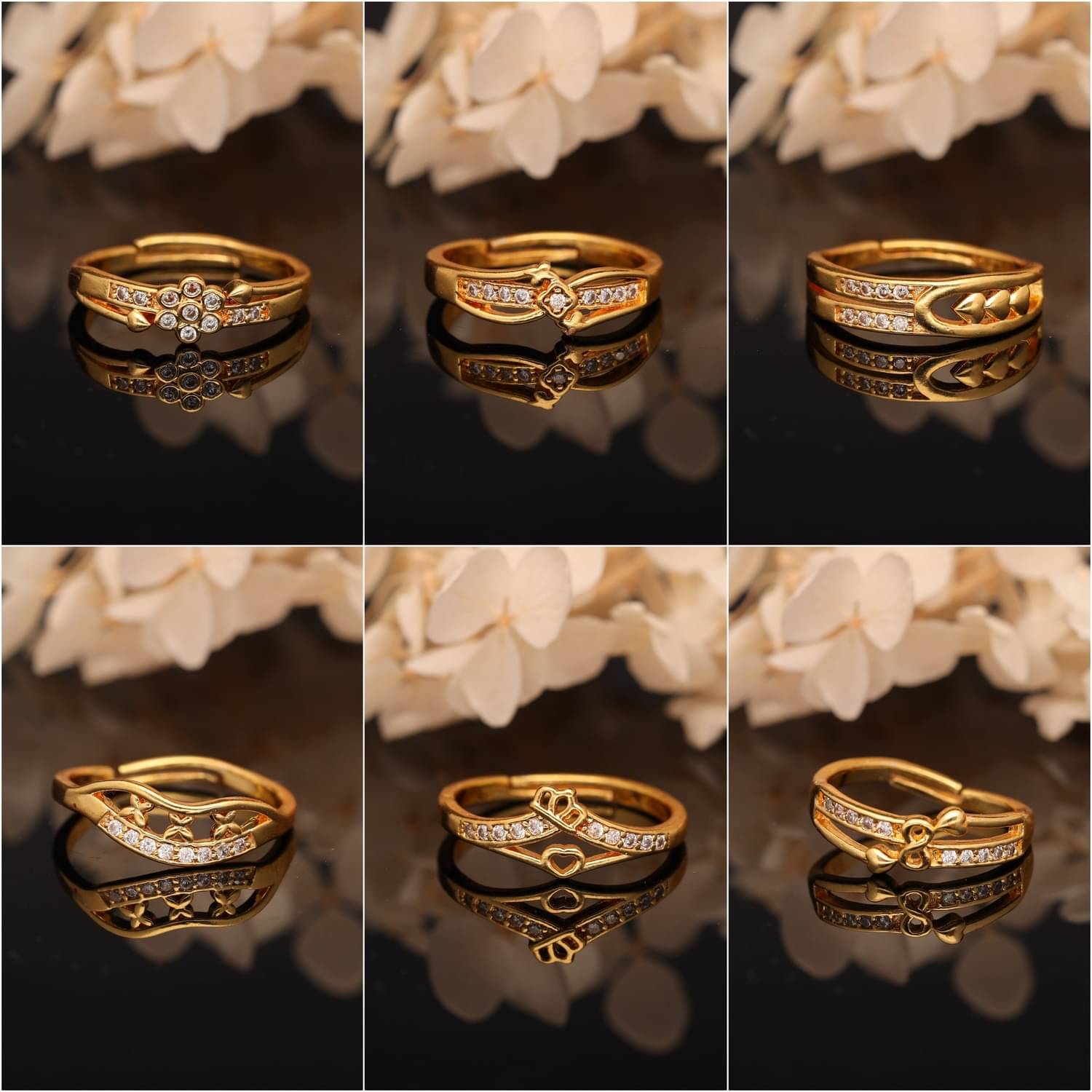     			Gigev Gold Rings Combo ( Pack of 6 )