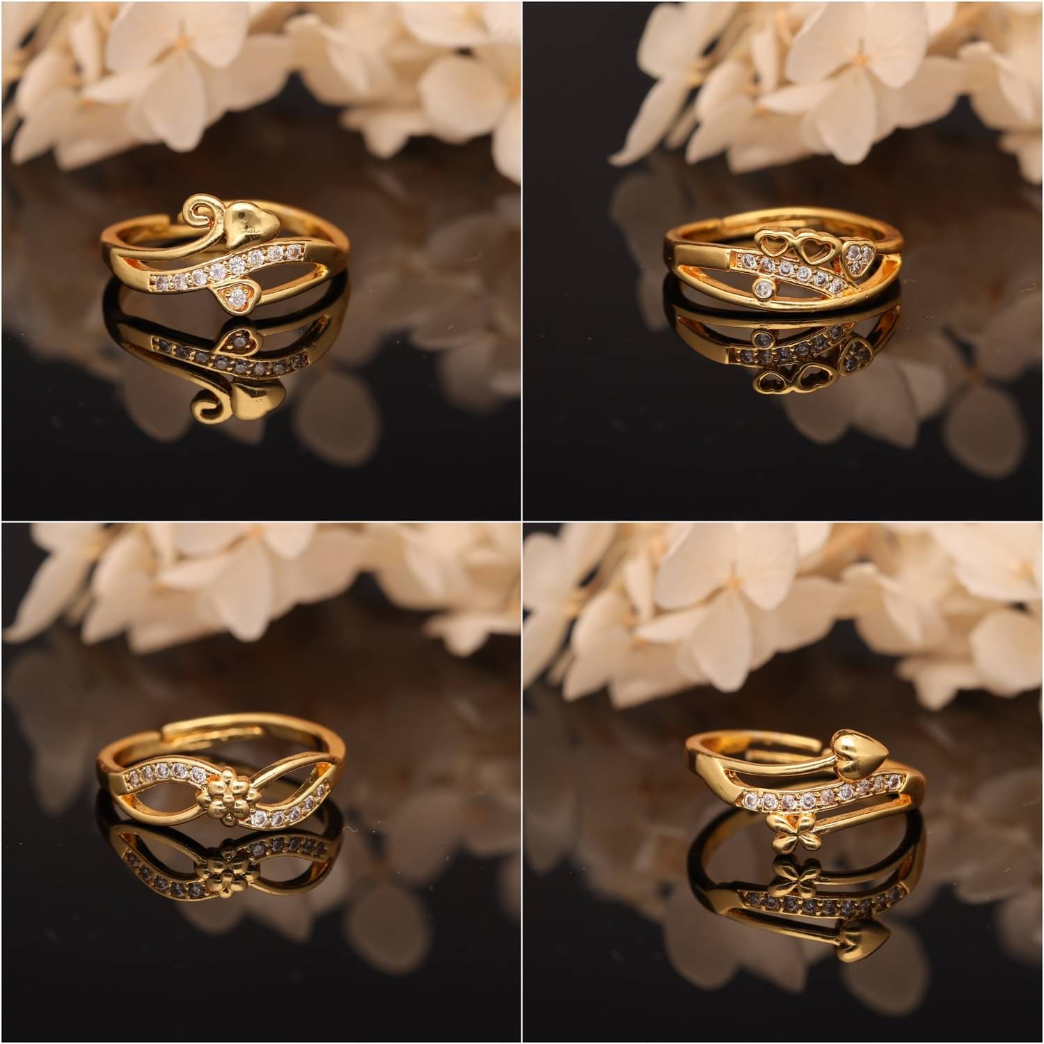     			Gigev Gold Rings Combo ( Pack of 4 )