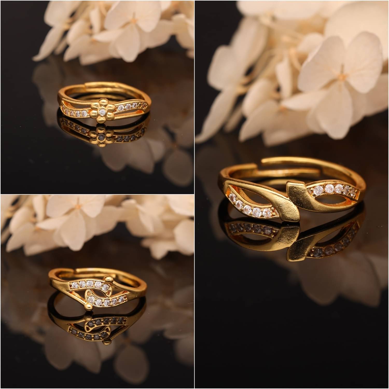     			Gigev Gold Rings Combo ( Pack of 3 )