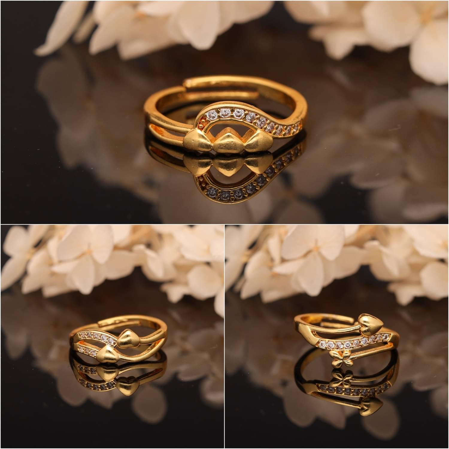     			Gigev Gold Rings Combo ( Pack of 3 )