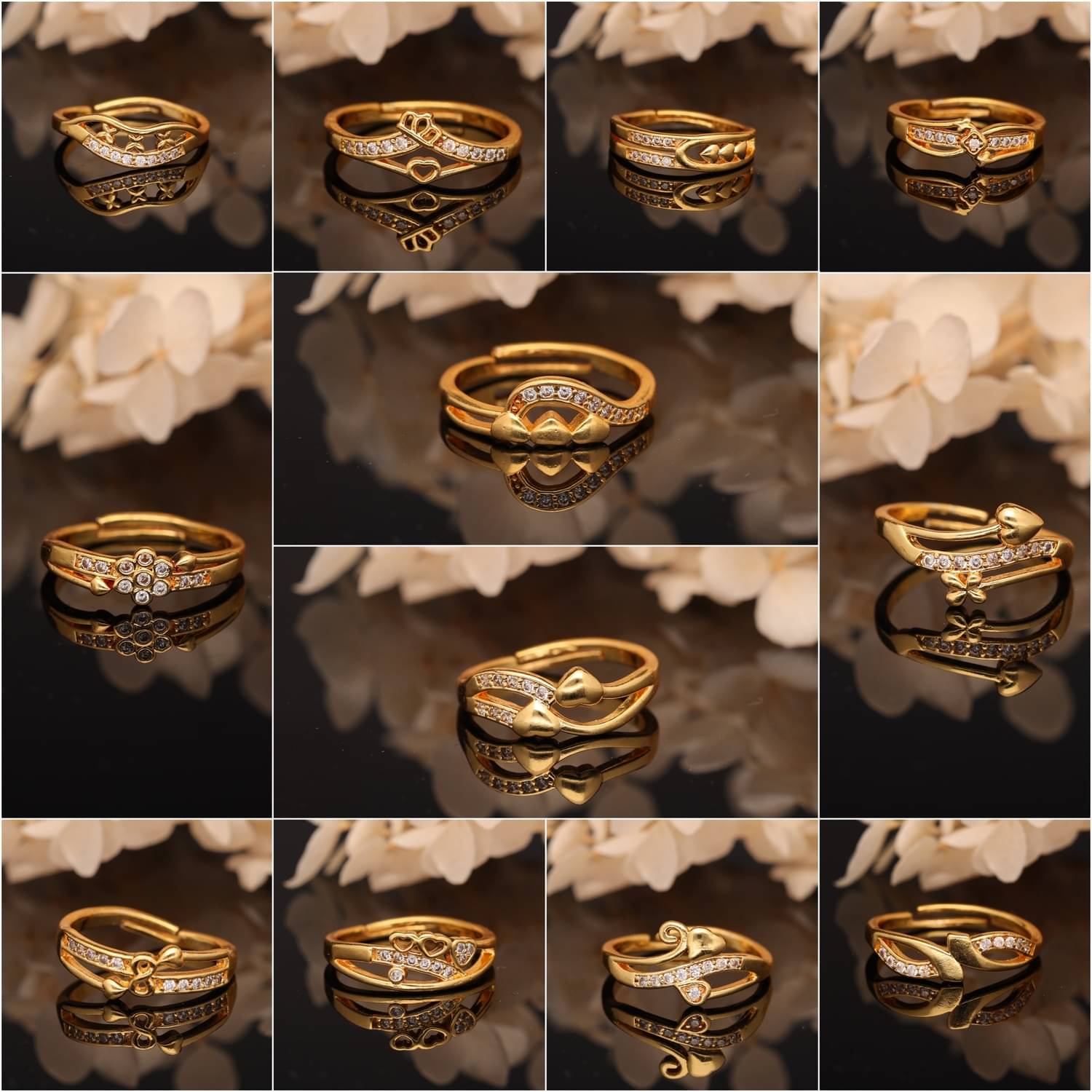    			Gigev Gold Rings Combo ( Pack of 12 )