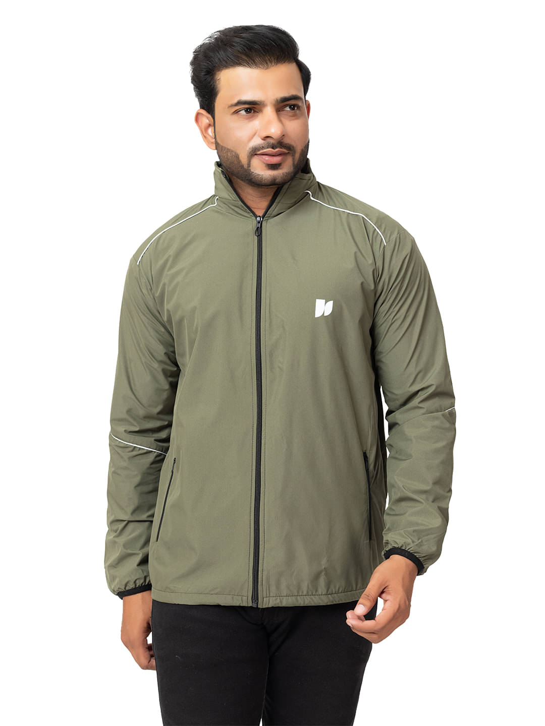     			HANABY Polyester Men's Windcheater Jacket - Olive ( Pack of 1 )