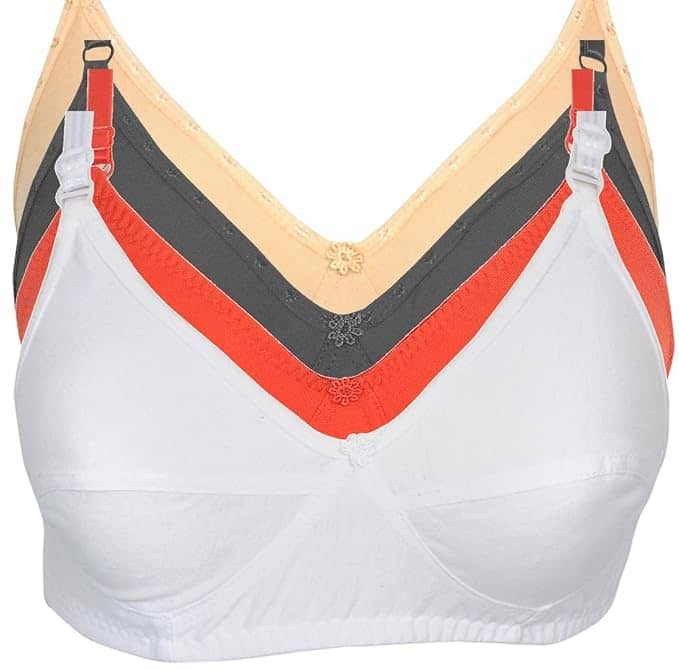 Ishant Pack of 4 Cotton Non Padded Everyday Bra For Women ( Multicolor )