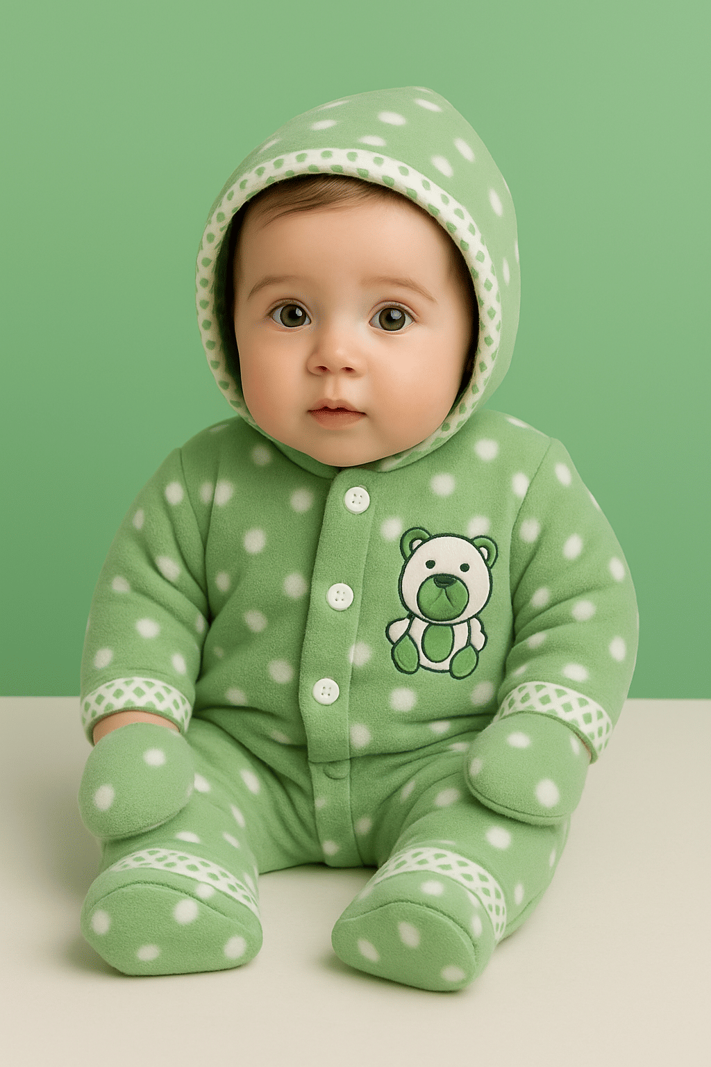     			KAMVED ART Pack of 1 Baby Boys Fleece T-Shirt & Dungarees Set ( Green )