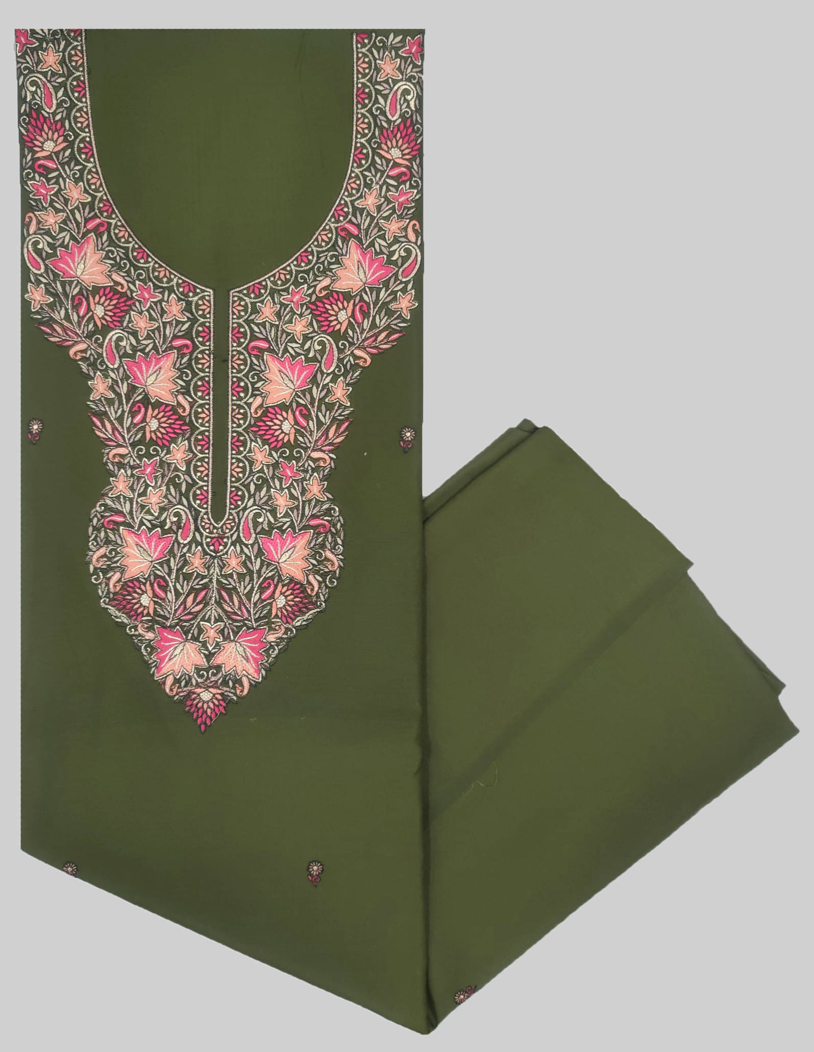     			KASHMIRI Women Cotton Unstitched Dress Material ( Green )