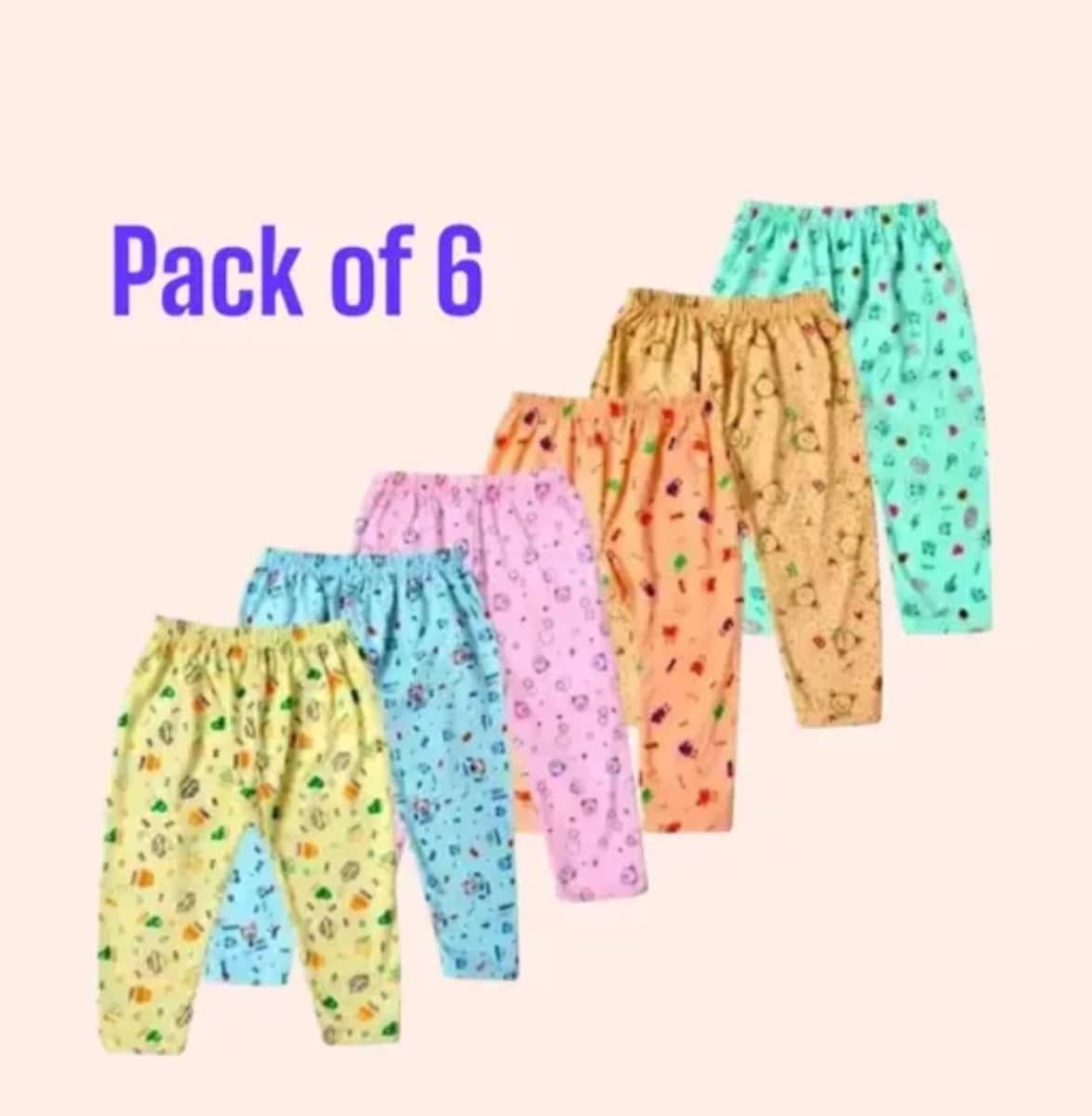 KIDBIRD Pack of 6 Unisex for Baby Cotton Blend Pyjama ( Multicolor ) - Track Pants | Buy online on ZillyBuy