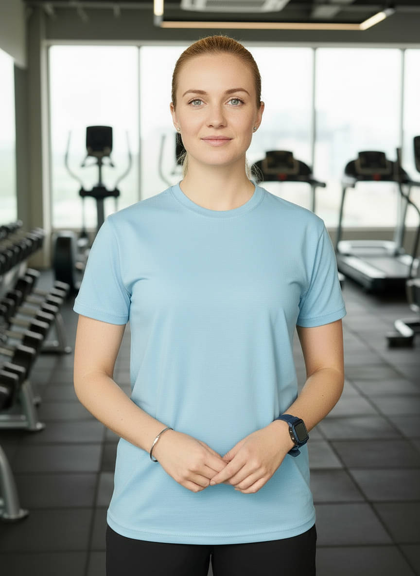     			Kashvi Women Lycra Solid Regular Fit Round Neck T-Shirt ( Light Blue )