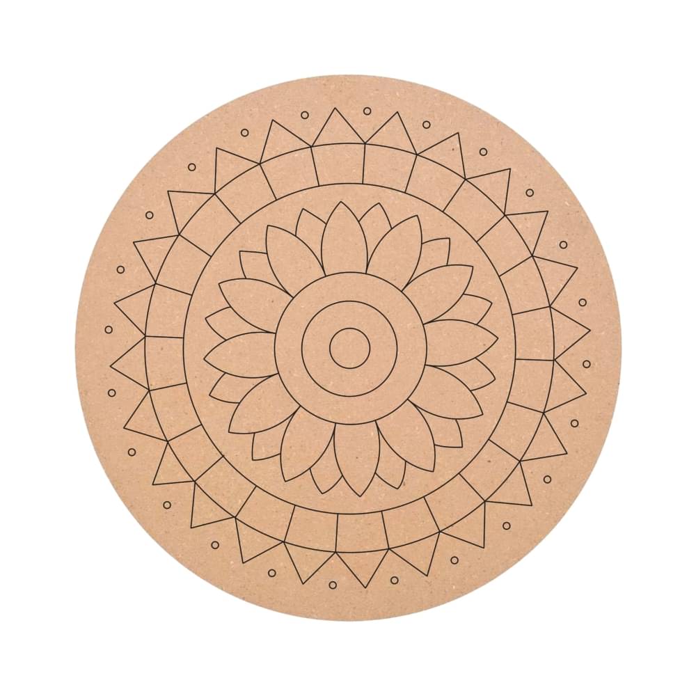     			Laser Engraved Mandala Round MDF Base | 10 Inch (25cm) | 3mm Thick | For Dot Art, Acrylic Painting, Lippan Work & Resin Wall Decoration