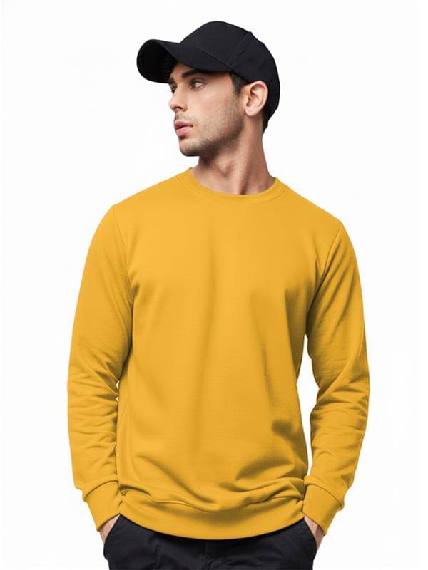     			Leotude Fleece Round Neck Men's Sweatshirt - Mustard ( Pack of 1 )