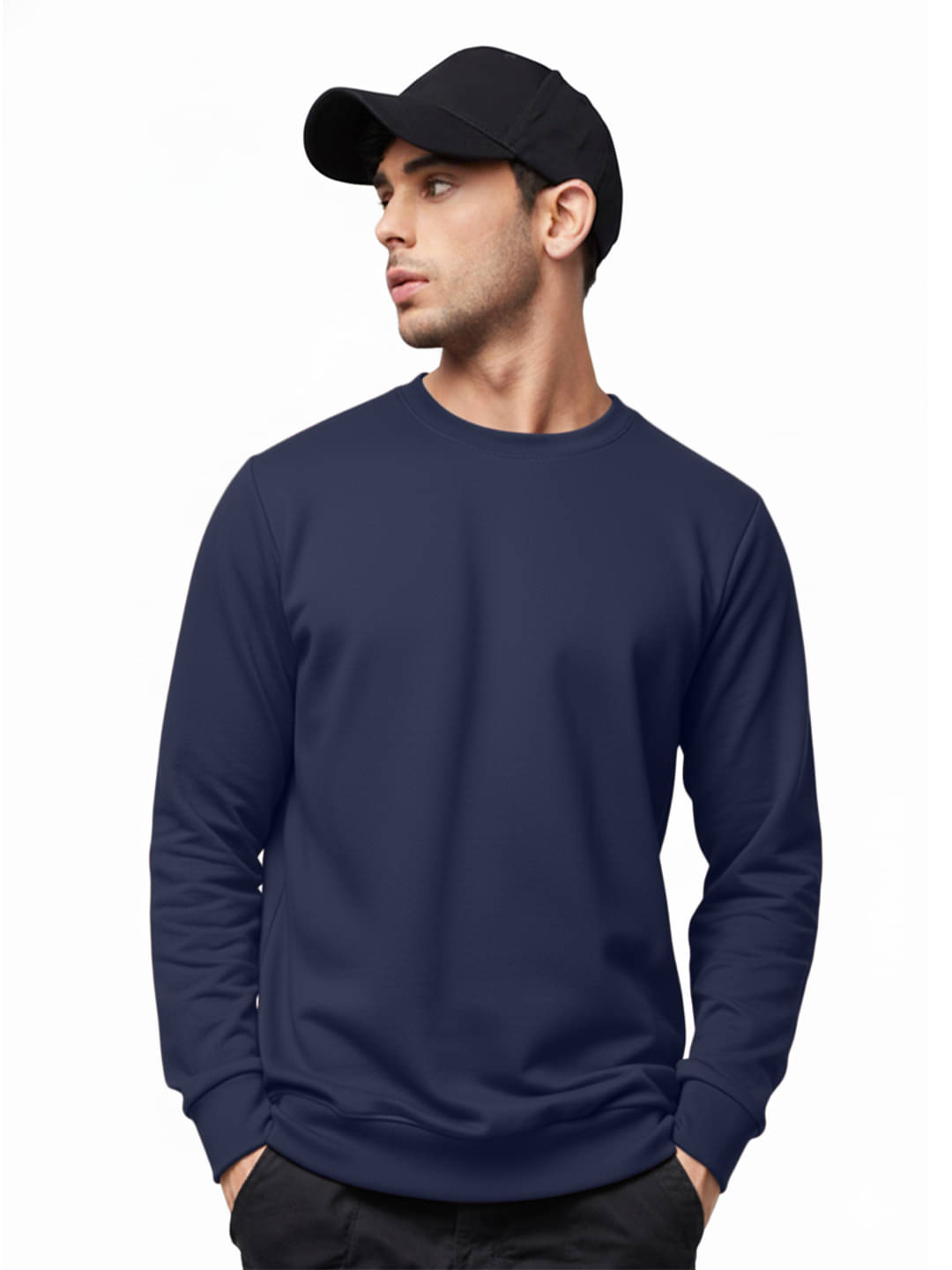     			Leotude Fleece Round Neck Men's Sweatshirt - Navy ( Pack of 1 )
