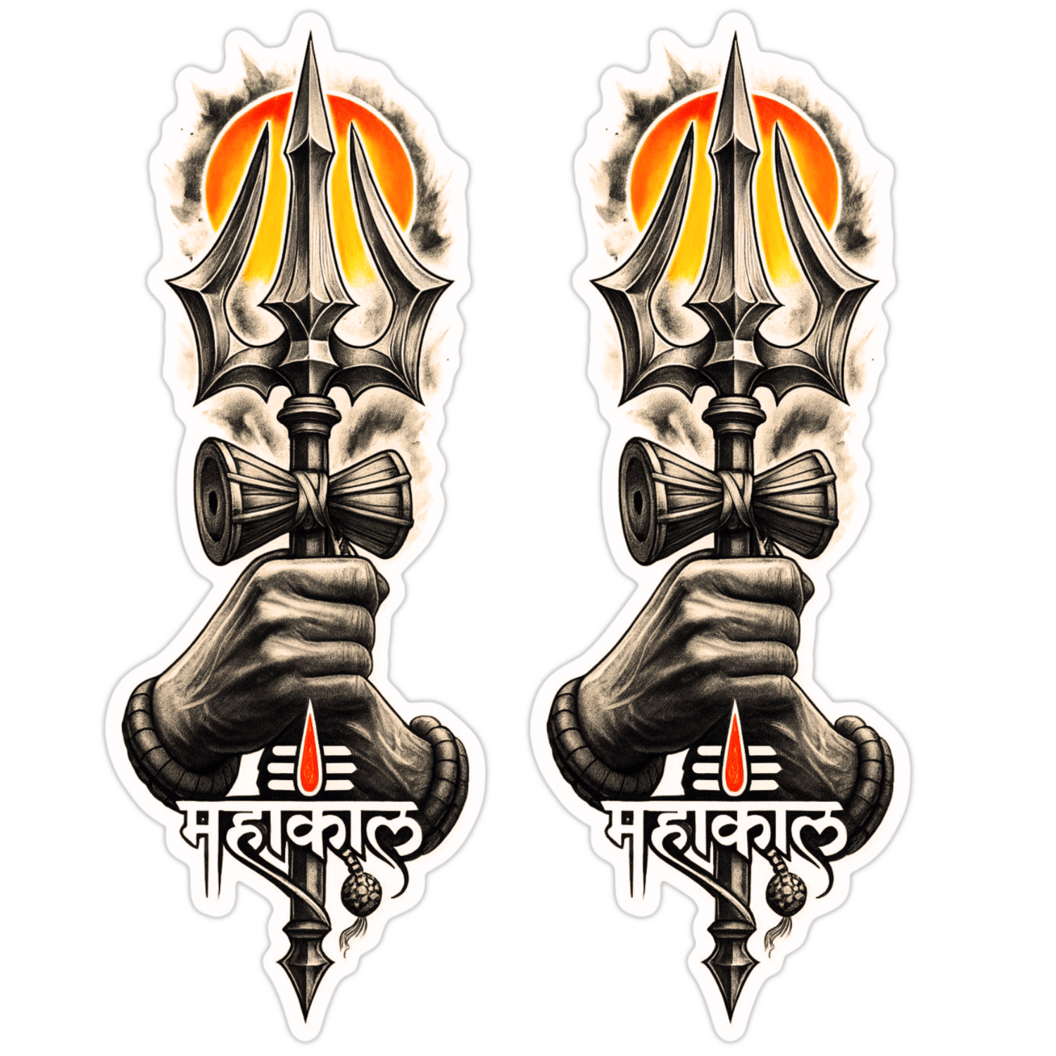     			Mahakaal Trishul Sticker Set (Pack of 2) | 11 cm Tall Waterproof Vinyl Decals for Bikes, Laptops, Pooja Spaces & Gifting