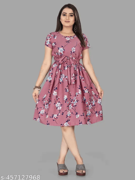 NEW ETHNIC FASHION Women Crepe A-line Dress ( Multi Color ) NEW ETHNIC FASHION Women Crepe A-line Dress ( Multi Color )