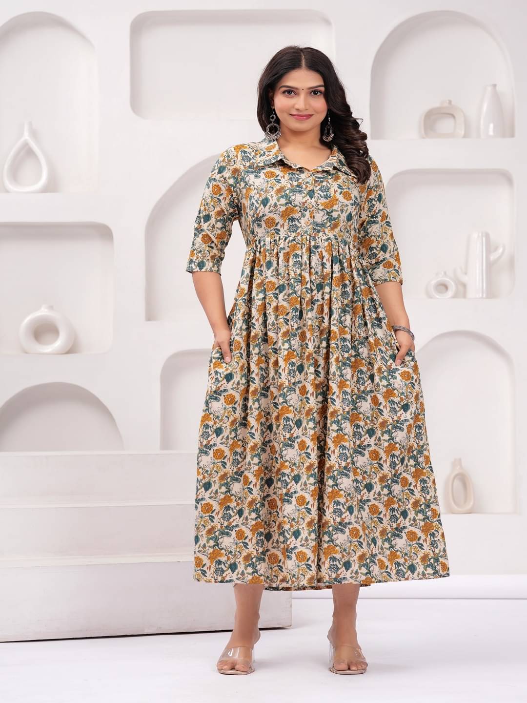 Nevisha Style Women Rayon Printed Anarkali Kurti ( Gold ) Nevisha Style Women Rayon Printed Anarkali Kurti ( Gold )